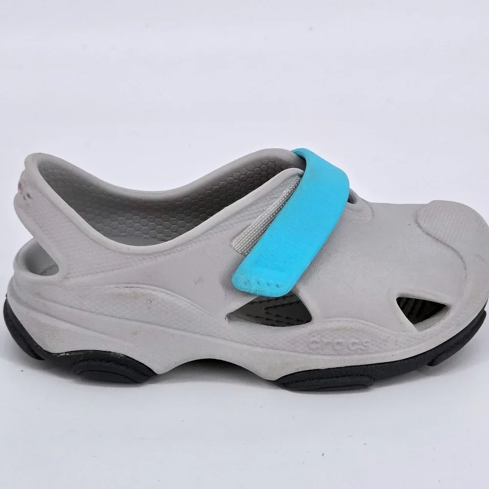 Crocs Toddler All Terrain Fisherman Sandals Gray Atmosphere Blue Water Shoes C9